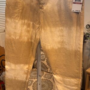NWT Michael Kors Tie-Dye Beige & Tan Straight Jeans